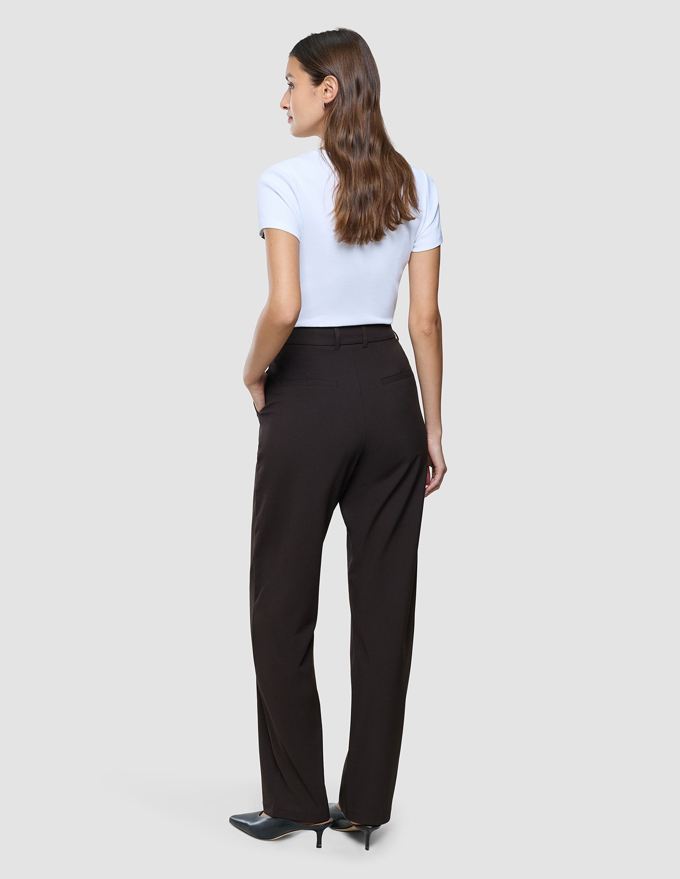 Women Ease Pants Straight Mocha Melange